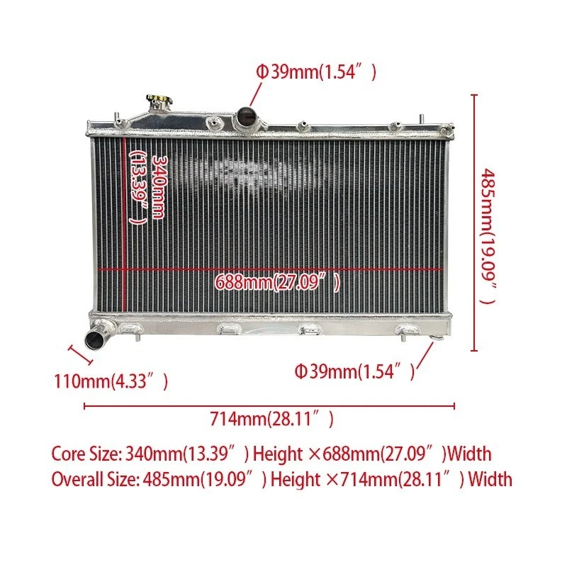 Radiador de aluminio para Subaru Crosstrek Base H4 2016 2017 2,0 L #2777/13091 Foto 2 de 4