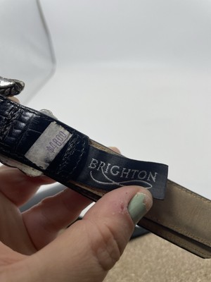Brighton Belt Black Reptile Leather Classic Heart Silvertone  display picture 1