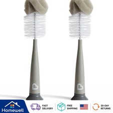 Modern 2-Pack Bottle Brush with Nipple Cleaner - Safe  Effective in Grey