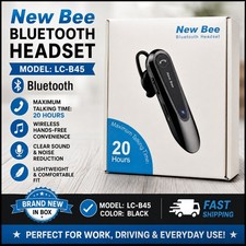 New Bee LC-B45 Bluetooth Noise Reduction Ear-Hook Headset Built-In Mic Black