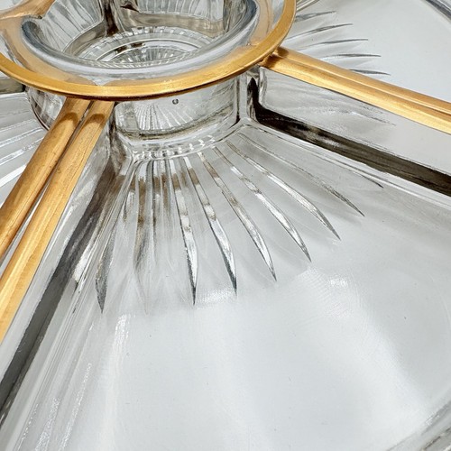 Vintage Gold Trim Lazy Susan Serving Tray Mid Century Glass Entertaining Set 12” - Bild 9 von 12