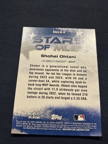 2026 Topps Series 1 - Stars Of The MLB - Shohei Ohtani #SMLB-9 - Picture 2 of 2