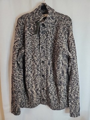 Field Worth Brindle Knit Men Cardigan Sweater 2X C-25 L- 32 100% Cotton 