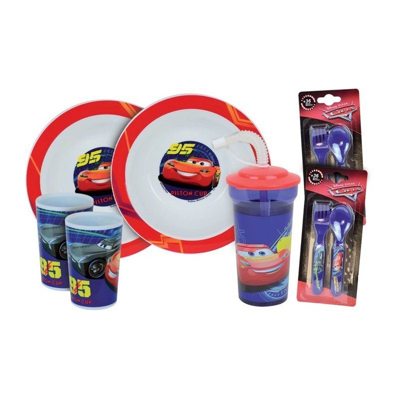 Service repas Disney Cars avec assiettes creuses de 16cm pour les déjeuners des petits