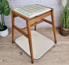 Vintage Utility Table Stool Removable Top Metamorphic Seat Wooden Mid Century