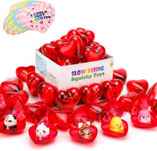 28 Pack Slow-Rise Animal Squishy Toys Set with Heart Containers  Love Cards, St