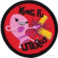 Kung Fu Uterus Embroidered Iron-on Round Patch I Heart Guts/badge Bomb Kung Fu Uterus Embroidered Iron-on Round Patch I Heart Guts/badge Bomb