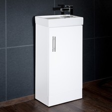 Bathroom Cloakroom 400mm Minimalist Compact Vanity Unit, Basin 4 Colours 220mm 