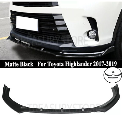 Matte Front Bumper Lip Body Kit Spoiler Splitter For Toyota Highlander 2017-2019