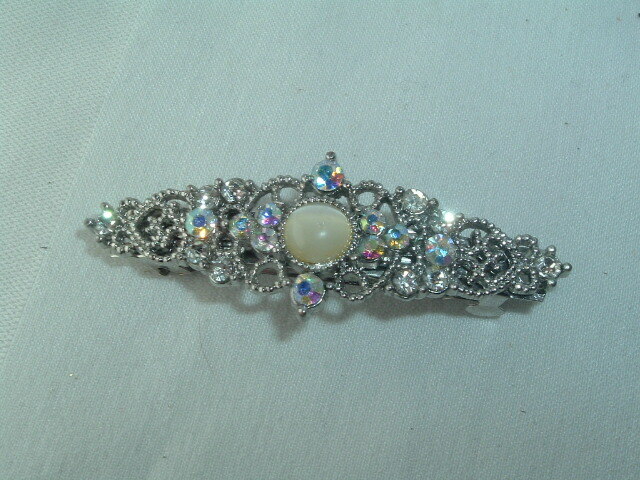 VINTAGE AURORA BOREALIS RHINESTONE HAIR BARRETTE & BOBBY  display picture 1