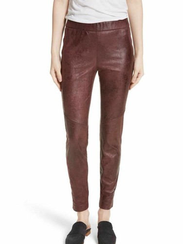 Wine Faux Leather Leggings Sz 
