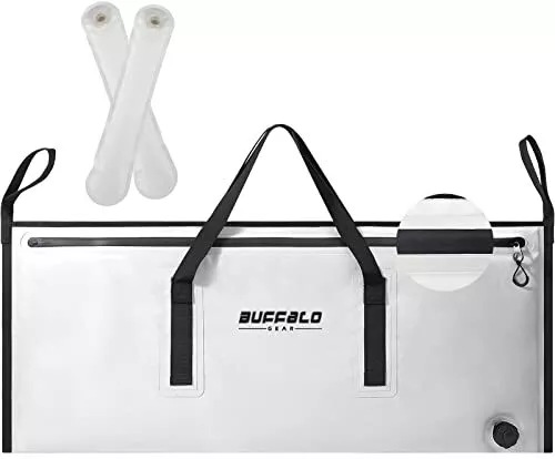 Buffalo Gear Insulated Fish Cooler Bag 40x18In,Leakproof Fish Kill Bag with  2