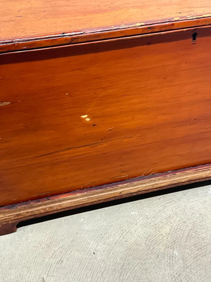 Antigua manta de pino rural cofre colonial 1830 primitivo pequeño Foto 4 de 4