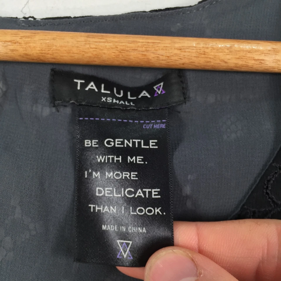 Blusa mujer Talula top talla XS negra encaje floral manga corta 058398 Foto 4 de 4