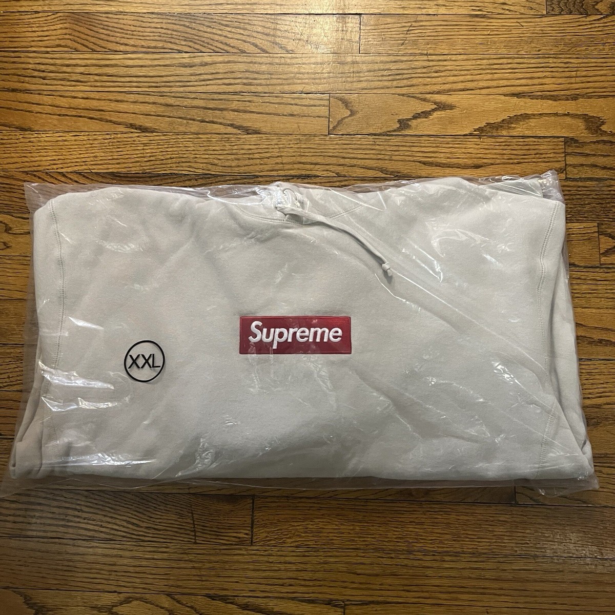 In-Hand Supreme Box Logo Hooded Sweatshirt FW24 Stone bone