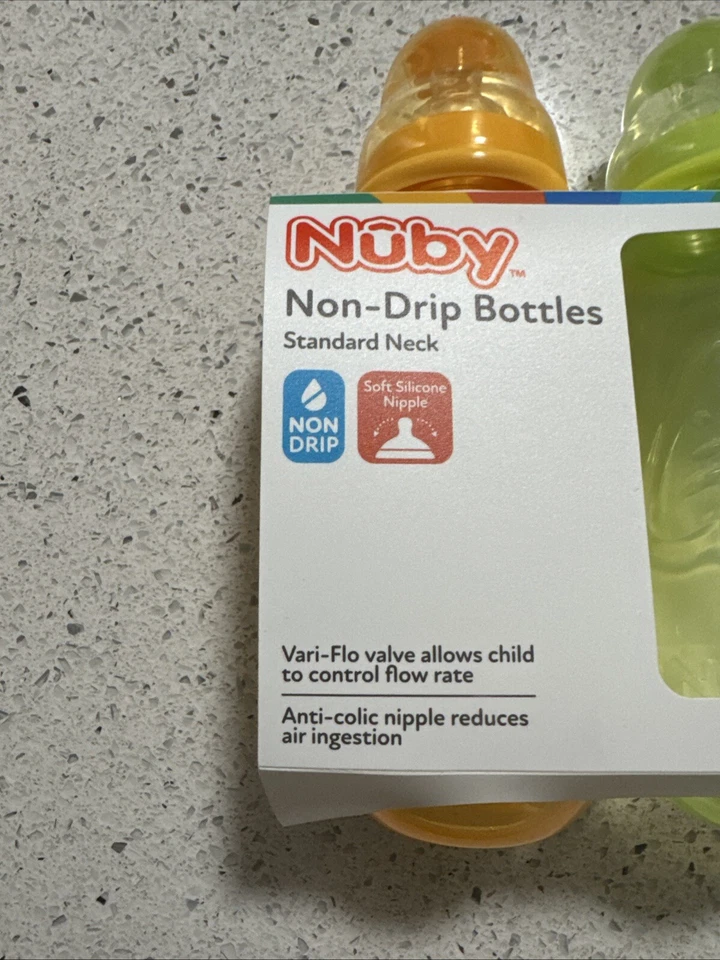 Nûby Non Drip 10 oz Standard Neck Bottles 3 count Brand New - Image 2 of 4