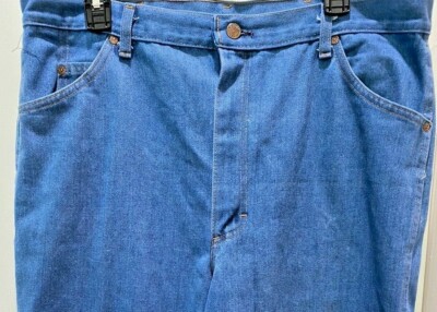 VINTAGE ROEBUCKS (SEARS) BLUE DENIM JEANS 37X34-12 GAUGE ZIPPER