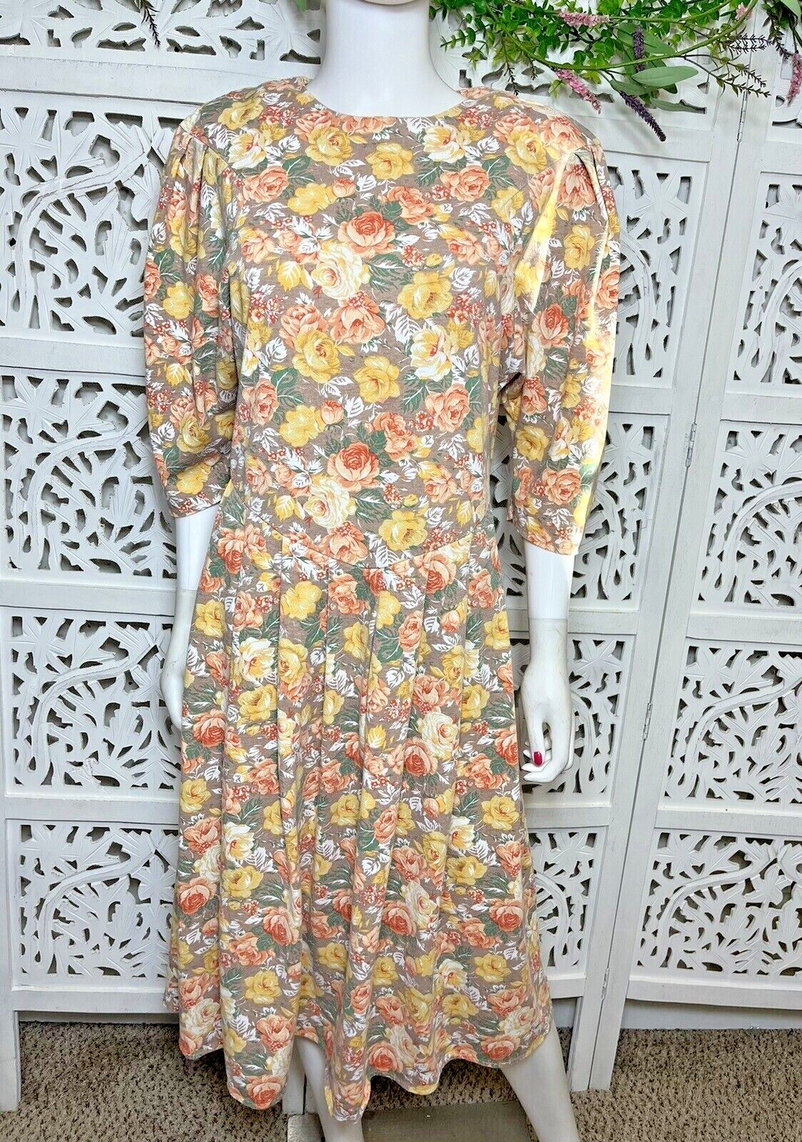 Vintage David Benjamin DB Sport Women's Floral Prairie Cottage Dress Size Medium
