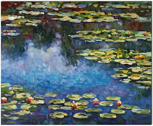 Water Lilies Hand Painted Claude Monet Oil Painting On Canvas Wall Art 20x20/"