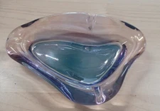 Vintage Mid Century Modern Glass Oval Ashtray