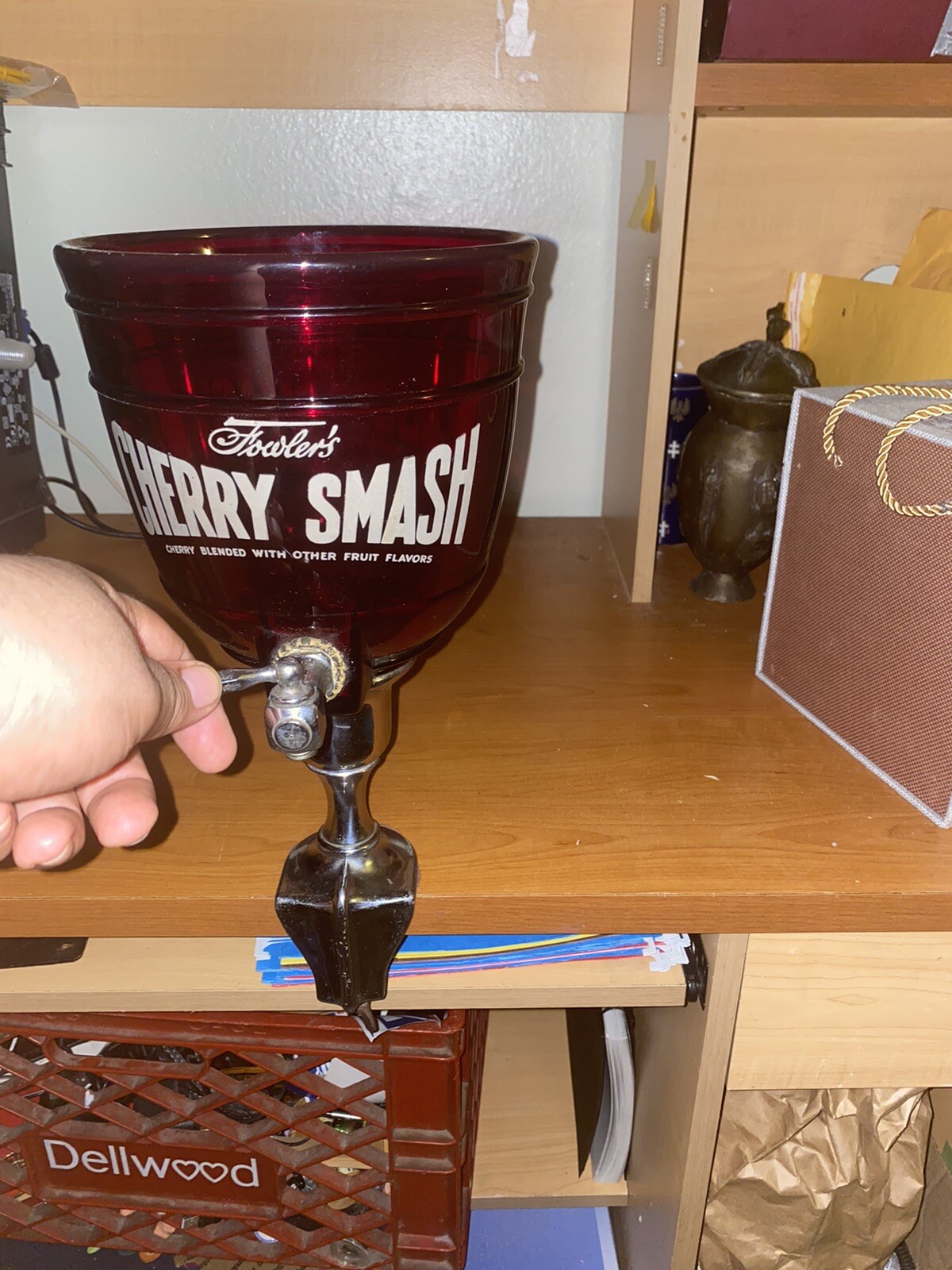 VINTAGE FOWLERS CHERRY SMASH SYRUP SODA DISPENSER & MOUNTING CLAMP (READ BELOW!) eBay