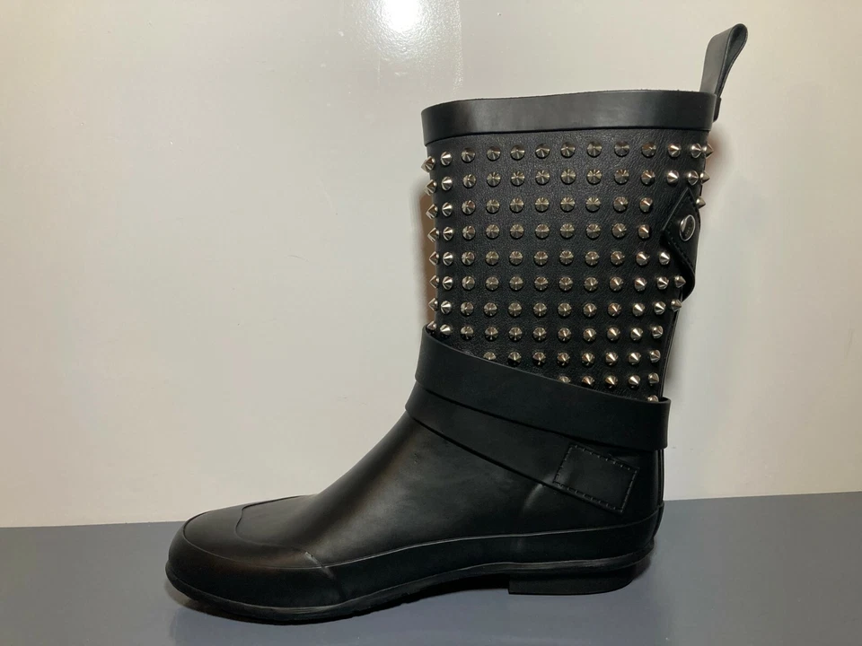 NUEVA BOTA DE LLUVIA BURBERRY a mitad de pantorrilla de goma con tachuelas Holloway EUR 36 US 5,5 Foto 2 de 4