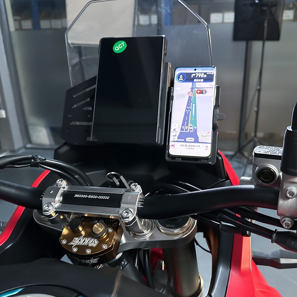 Support GPS/téléphone Pour Moto KOVE 800X - Montage Sur Guidon, Diamètre 22 Mm - En Métal Noir, Antivibration - 13