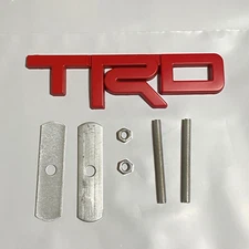 Red T D Car Front Grille Badge Emblem 3D Metal Logo