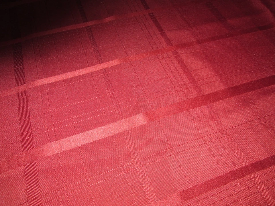 Burgundy Hanover Plaid Fabric Tablecloth, 52" X 70", NWT  - Image 3 of 3