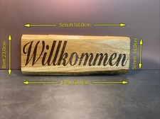 Willkommen Schild Massiv Holz Eiche 