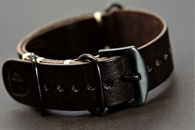 Echt Leder Militär Uhrenarmband, Band ZULU Stil Armee Handarbeit 18/20/22/24mm