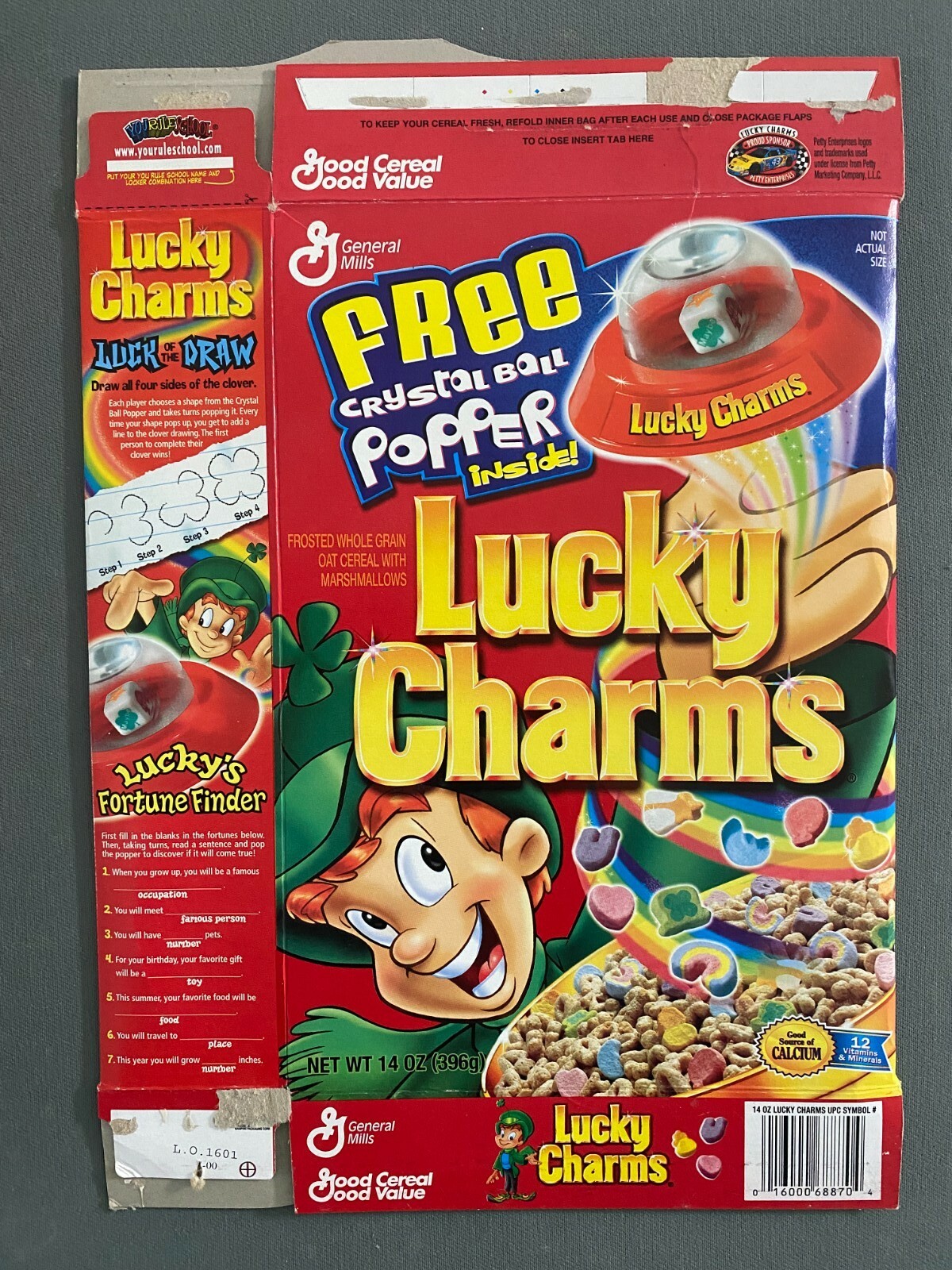 Lucky Charms cereal box w/free Crystal Ball Popper from 2000 eBay