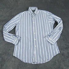 Ralph Lauren Shirt Mens 16 34/35  Blue White Curham Custom Fit Casual Outdoor