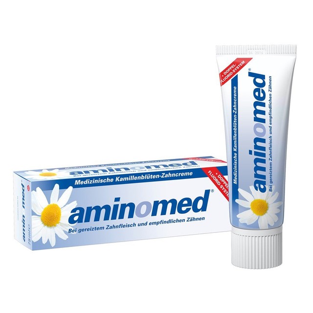 2 X 75ml Aminomed Chamomile Extract Fluoride Toothpaste Made in Germany