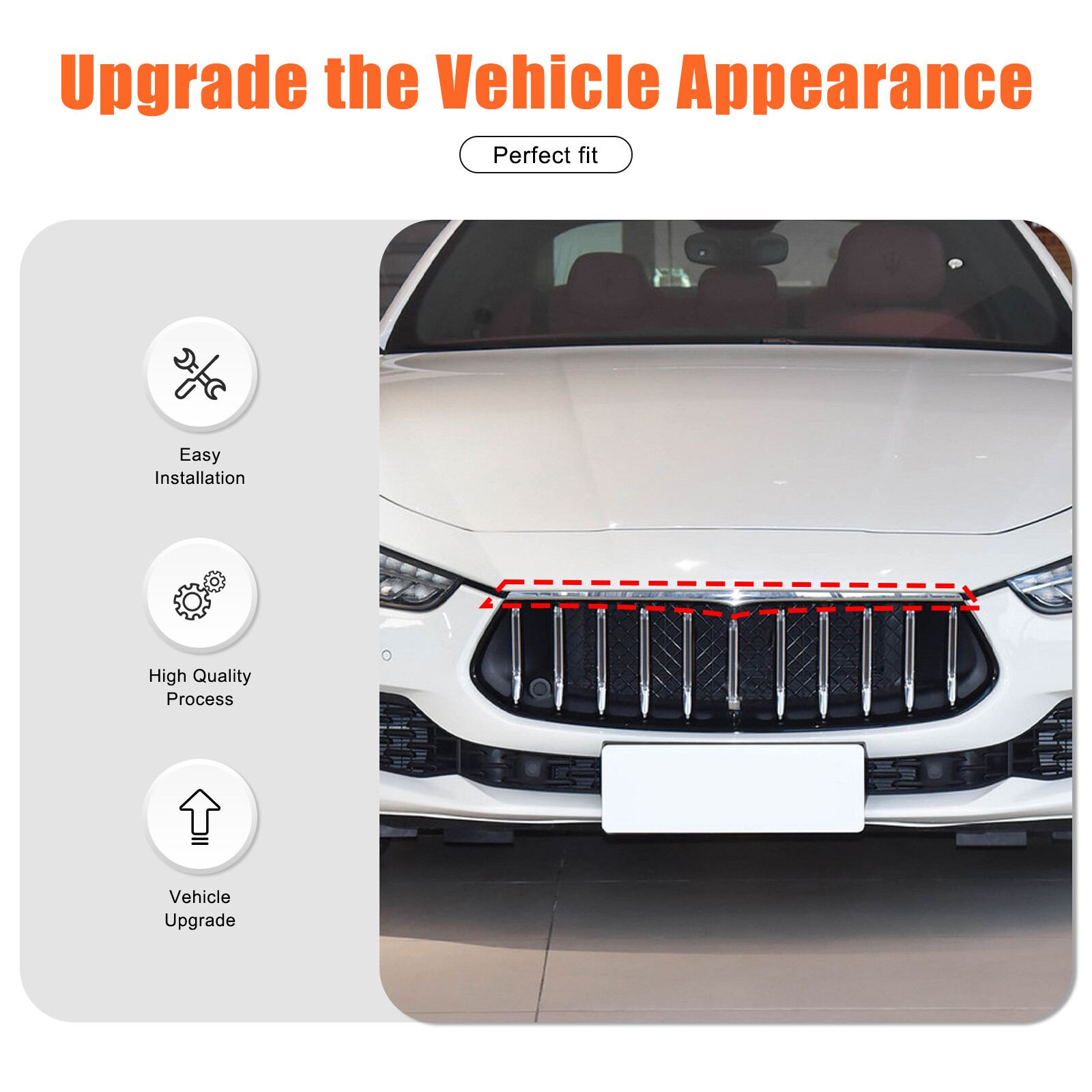 Carbon Fiber ABS Front Bumper Grille Accent Strip For Maserati Ghibli 2018-2022