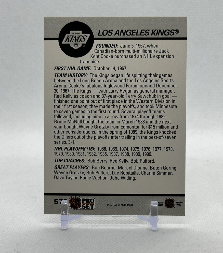 Los Angeles Kings Logo 1990-91 Pro Set #573 Team Facts | eBay