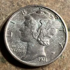 1931 S Mercury Dime Almost Uncirculated Light Green Tint. W-716