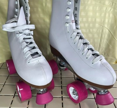 Chicago Skates White Roller Skates Pink wheels Ladies size 8