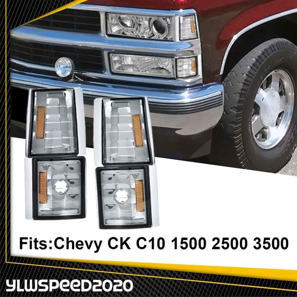 Lámparas marcadoras laterales de señal de esquina ámbar humo 4 piezas aptas para Chevy CK C10 1500 2500 Foto 2 de 4