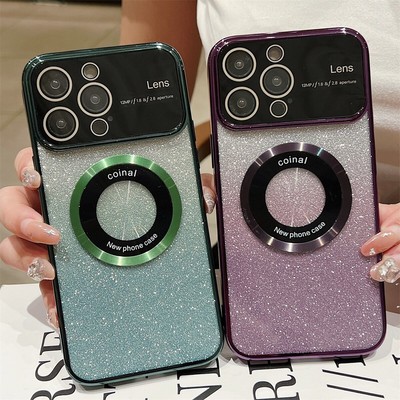 Glitzer Magsafe SchutzHülle für iPhone 15 Pro Max 14 13 12 11 XS 8+Magnet Case