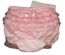 0-6 Months Pink Ruffled Organza Lace Rear Diaper Cover Panty Bloomers NWT