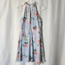 Women's Express NWT Blue Floral Ruffled Halter Dress Size 6