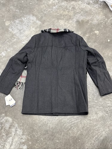 DOCKERS Weston Wool Blend Coat w/ Scarf Adult Large Black Topcoat Pea $180 - Picture 7 of 8
