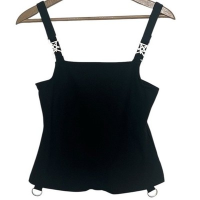 Killstar Black Goth Tank Top Strap Hardware Corset Style Womens Large Witchy
