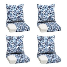Outdoor Deep Seat Cushion Set 24x24 Foam Blue Garden Floral Arden