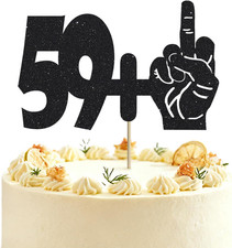 1Pc 59 1 Black Glitter Cake Topper 60Th Birthday Party Cake Decorations