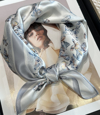 100% Silk Mulberry Shawl Scarf 53X53cm Neckerchief flower Print Bandannawrap new