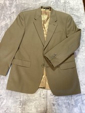 Chaps Ralph Lauren 42R Tan Beige 100 Wool Hopsack 2 Button Blazer Jacket