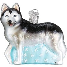Old World Christmas Glass Blown Ornament for Christmas Tree, Siberian Husky