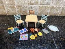 VTG Fisher Price 12 pc Loving Family Dollhouse Kitchen Table Chairs Toaster Set